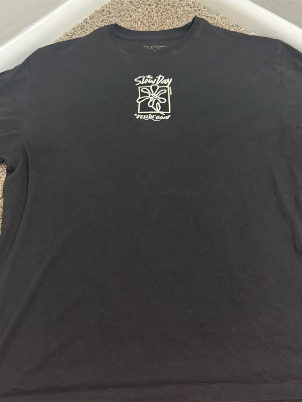 Denim & Flower The Slow Day Black Short Sleeve Tee with White Graphic